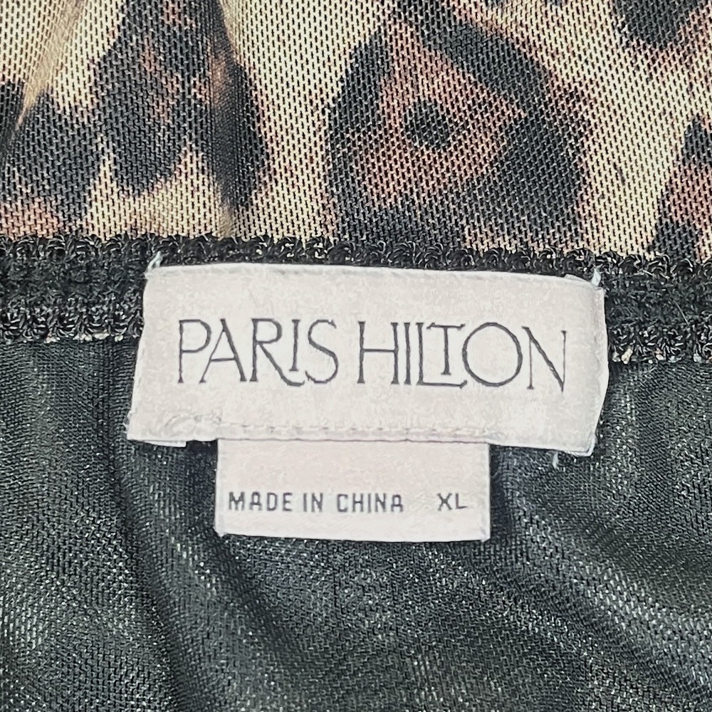 Paris Hilton Cami Pajama Set Size XL Mesh Lace Heart Leopard Print Sheer Sexy - Picture 4 of 5